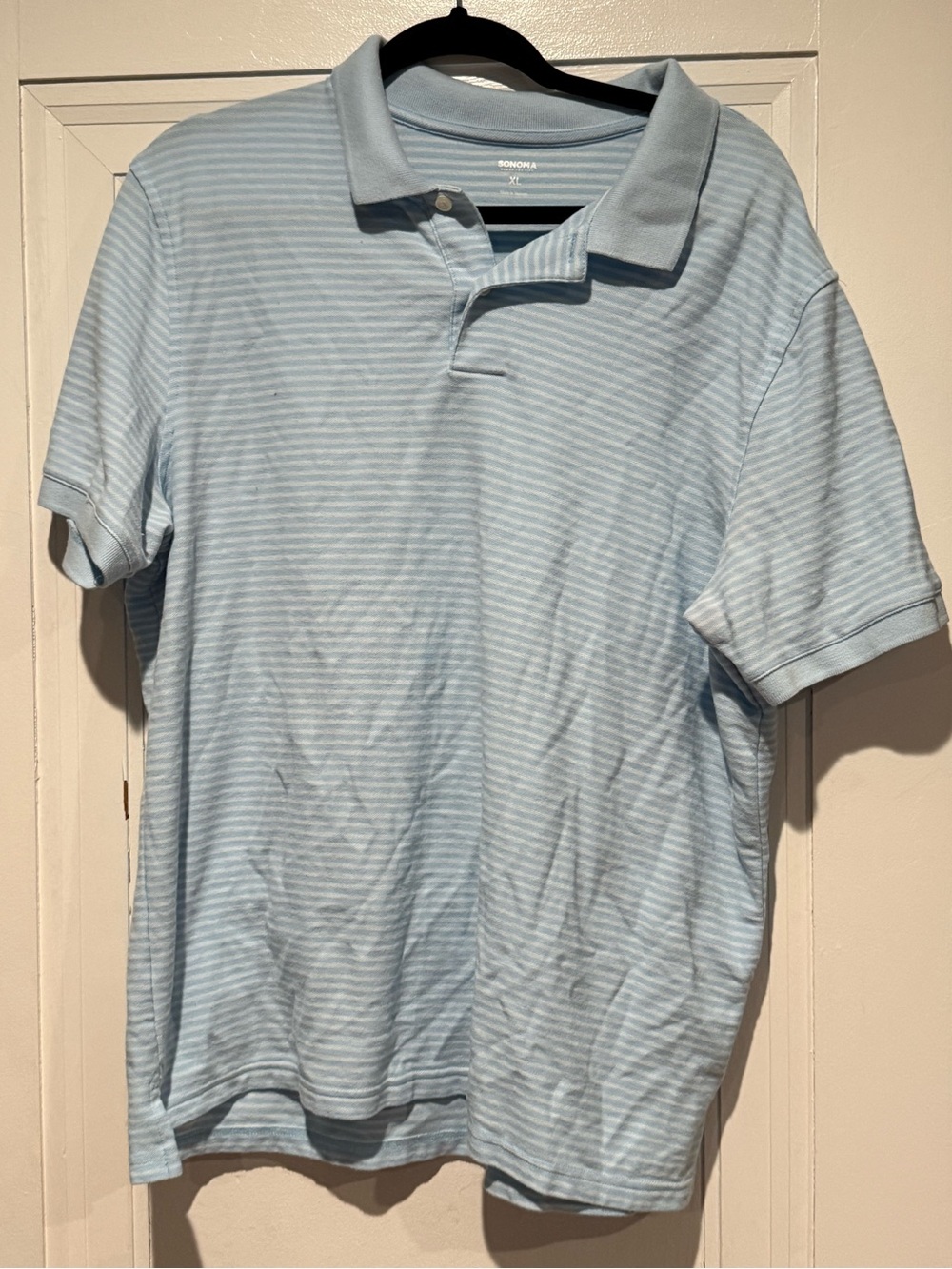 Sonoma Light Blue and White Thin-Striped Men's Polo